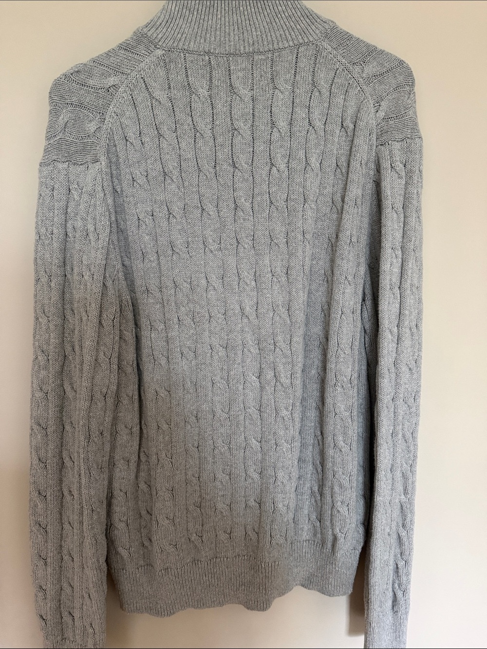 Polo by Ralph Lauren Men’s Light Gray Cable-Knit Quarter-Zip Sweater - Picture 3 of 5